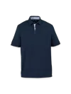 Paul Fredrick Performance Blend Three Button Polo In Blue