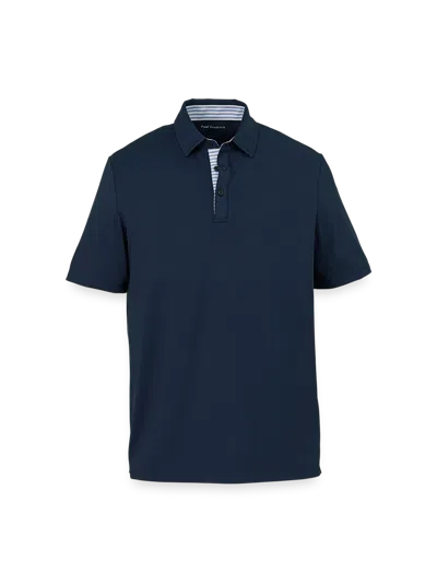 Paul Fredrick Performance Blend Three Button Polo In Blue