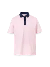 Paul Fredrick Performance Blend Three Button Polo In Pink