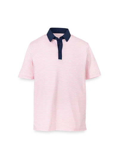 Paul Fredrick Performance Blend Three Button Polo In Pink