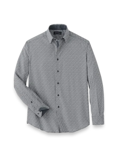 Paul Fredrick Performance Stretch Chevron Casual Shirt In Gray