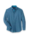 Paul Fredrick Performance Stretch Medallion Casual Shirt In Blue