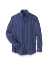 Paul Fredrick Performance Stretch Stripe Casual Shirt In Blue