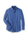 Paul Fredrick Performance Stretch Stripe Casual Shirt In Blue