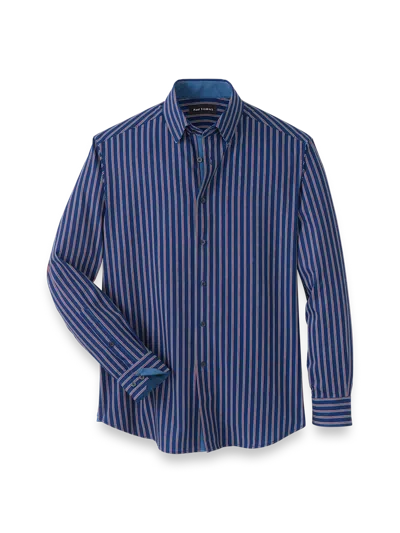 Paul Fredrick Performance Stretch Stripe Casual Shirt In Multi