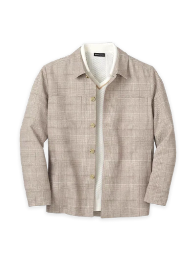 Paul Fredrick Plaid Shirt Jacket In Neutral