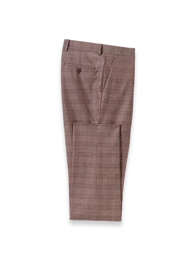Paul Fredrick Plaid Wool Blend Flat Front Suit Pants In Brown