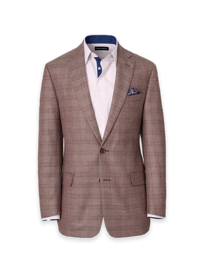 Paul Fredrick Plaid Wool Blend Single Breasted Notch Lapel Suit Jacket In Brown
