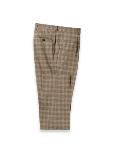 Paul Fredrick Plaid Wool Blend Single Pleat Suit Pants In Neutral