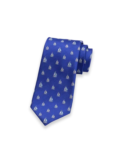 Paul Fredrick Sailboat Woven Silk Tie In Blue