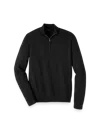Paul Fredrick Silk Cotton Cashmere Quarter Zip Mock Neck Sweater In Black
