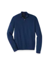 Paul Fredrick Silk Cotton Cashmere Quarter Zip Mock Neck Sweater In Blue
