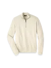 Paul Fredrick Silk Cotton Cashmere Quarter Zip Mock Neck Sweater In White