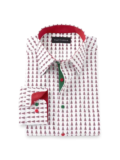 Paul Fredrick Slim Fit Comfort Stretch Non-iron Novelty Dress Shirt With Contrast Trim In Red