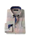 Paul Fredrick Tailored Fit Comfort Stretch Non-iron Plaid Dress Shirt With Contrast Trim In Multi
