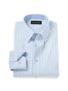 Paul Fredrick Tailored Fit Comfort Stretch Non-iron Stripe Dress Shirt With Contrast Trim In Multi