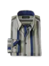 Paul Fredrick Slim Fit Comfort Stretch Non-iron Stripe Dress Shirt With Contrast Trim In Multi