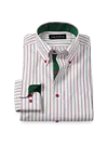 Paul Fredrick Tailored Fit Comfort Stretch Non-iron Windowpane Dress Shirt With Contrast Trim In Multi