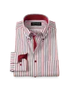 Paul Fredrick Slim Fit Comfort Stretch Non-iron Stripe Dress Shirt With Contrast Trim In White