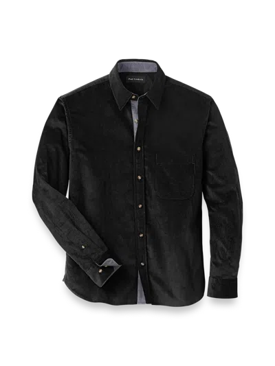 Paul Fredrick Slim Fit Cotton Corduroy Casual Shirt In Black
