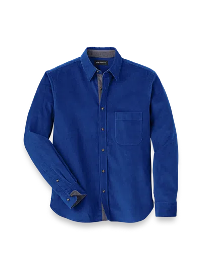 Paul Fredrick Slim Fit Cotton Corduroy Casual Shirt In Blue