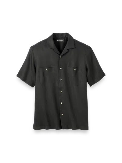 Paul Fredrick Slim Fit Linen Solid Casual Shirt In Black