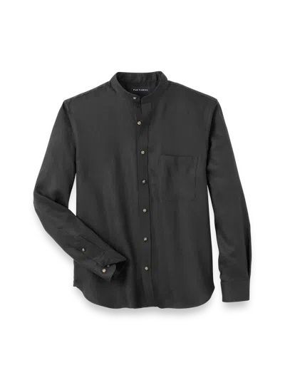 Paul Fredrick Slim Fit Linen Solid Casual Shirt In Black