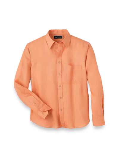 Paul Fredrick Slim Fit Linen Solid Casual Shirt In Orange