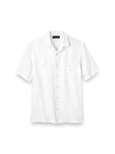 Paul Fredrick Slim Fit Linen Solid Casual Shirt In White