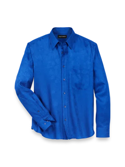 Paul Fredrick Slim Fit Lyocell Solid Jacquard Casual Shirt In Blue
