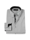 Paul Fredrick Tailored Fit Non-iron Cotton Check Dress Shirt With Contrast Trim In Multi