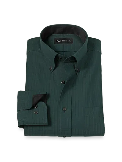 Paul Fredrick Slim Fit Non-iron Cotton Houndstooth Dress Shirt With Contrast Trim In Multi