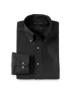 Paul Fredrick Slim Fit Non-iron Cotton Pinpoint Solid Button Down Collar Dress Shirt In Black