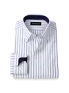 Paul Fredrick Tailored Fit Non-iron Cotton Stripe Dress Shirt With Contrast Trim In White