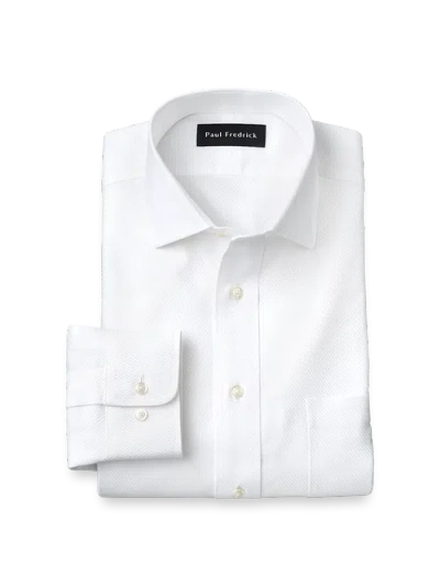 Paul Fredrick Slim Fit Non-iron Cotton Twill Spread Collar Dress Shirt In White