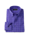 Paul Fredrick Tailored Fit Non-iron Cotton Windowpane Dress Shirt In Purple