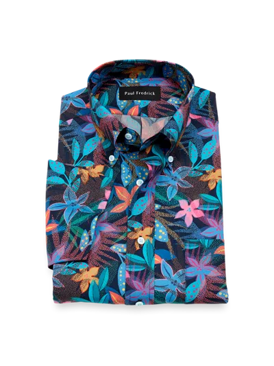 Paul Fredrick Slim Fit Non-iron Cotton Botanical Dress Shirt In Animal Print