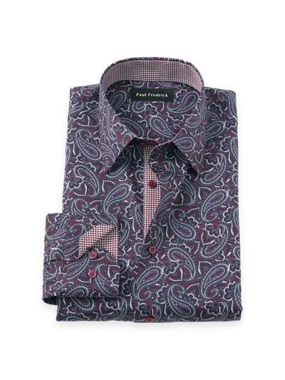 Paul Fredrick Tailored Fit Non-iron Cotton Paisley Dress Shirt With Contrast Trim In Red