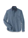 Paul Fredrick Slim Fit Polyester Blend Solid Casual Shirt In Blue