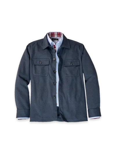 Paul Fredrick Solid Lightweight Shirt Jacket In Blue
