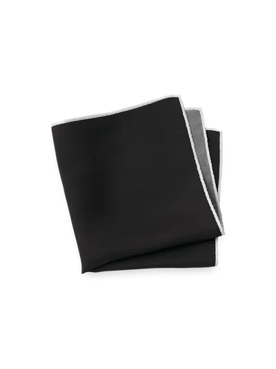 Paul Fredrick Solid Silk Pocket Square In Black