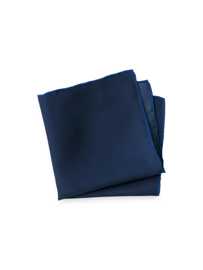 Paul Fredrick Solid Silk Pocket Square In Blue