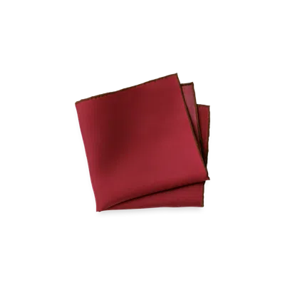 Paul Fredrick Solid Silk Pocket Square In Burgundy