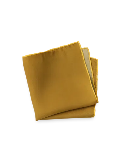 Paul Fredrick Solid Silk Pocket Square In Gold