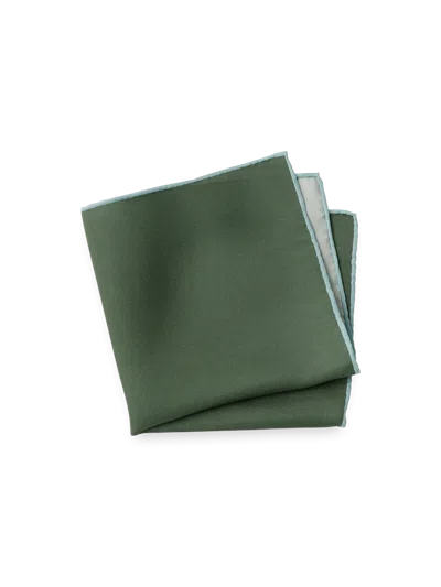 Paul Fredrick Solid Silk Pocket Square In Green