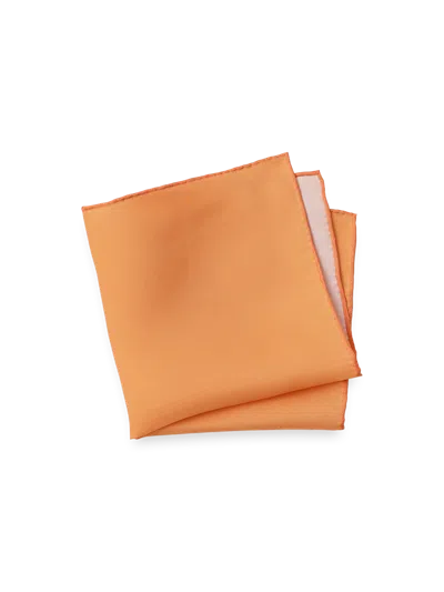 Paul Fredrick Solid Silk Pocket Square In Orange