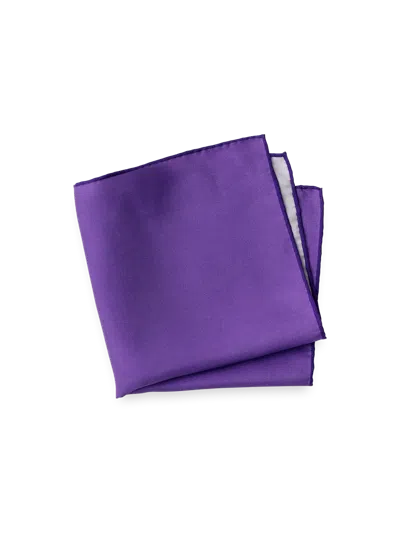 Paul Fredrick Solid Silk Pocket Square In Purple