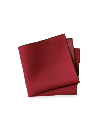 Paul Fredrick Solid Silk Pocket Square In White