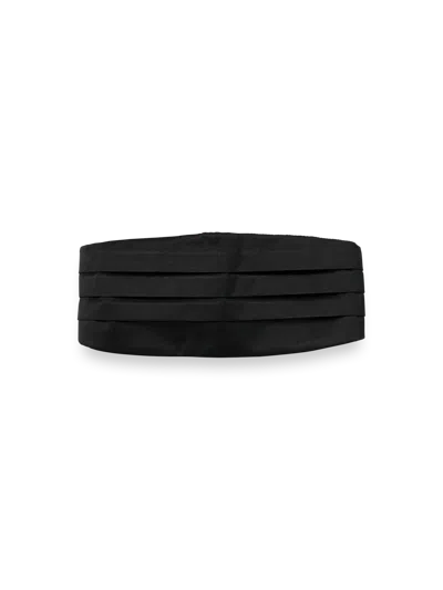 Paul Fredrick Solid Woven Silk Cummerbund In Black