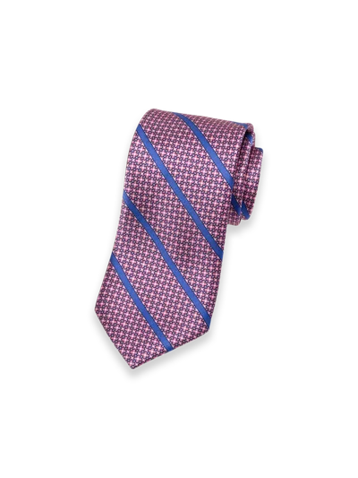 Paul Fredrick Stripe Printed Italian Silk Tie In Multi